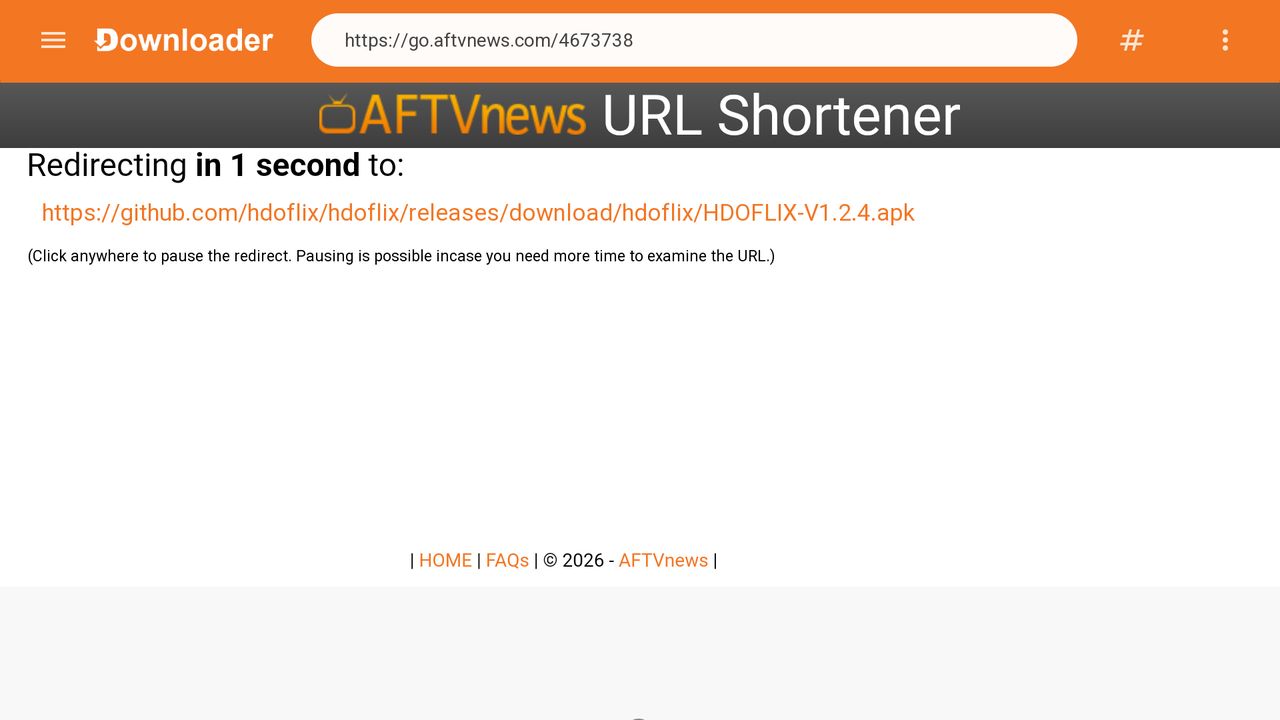 Downloader redirecting to the HDO FLIX APK